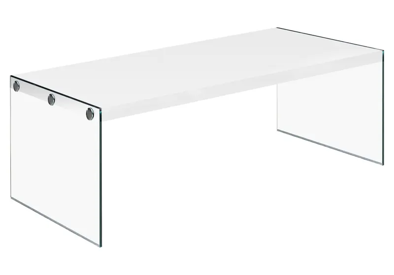 White Clear Particle Board Tempered Glass Coffee Table By Homeroots