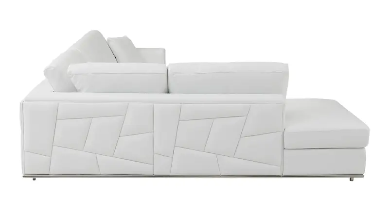 White Deco Tufted Italian Leather Modular L Shape Two Piece Corner Sectional By Homeroots