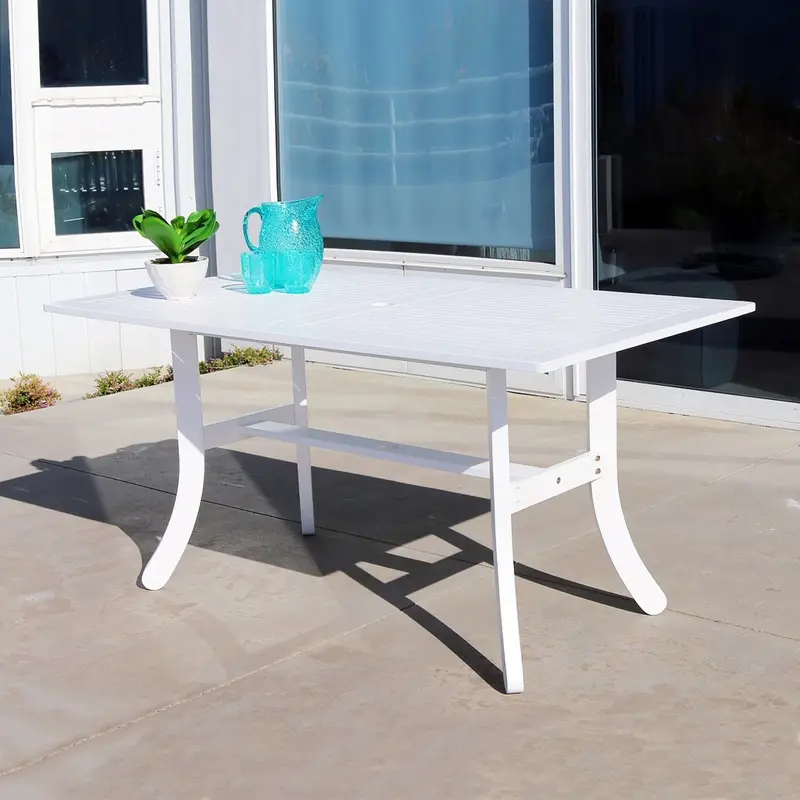 White Dining Table with Curved Legs By Homeroots
