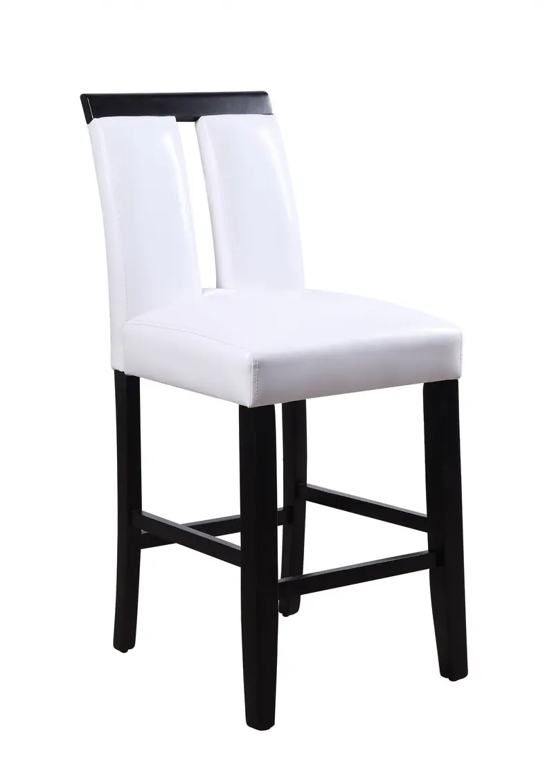 White Fau Leather Upholstered Seat And Black Wood Counter Height Chair Set Of 2 By Homeroots