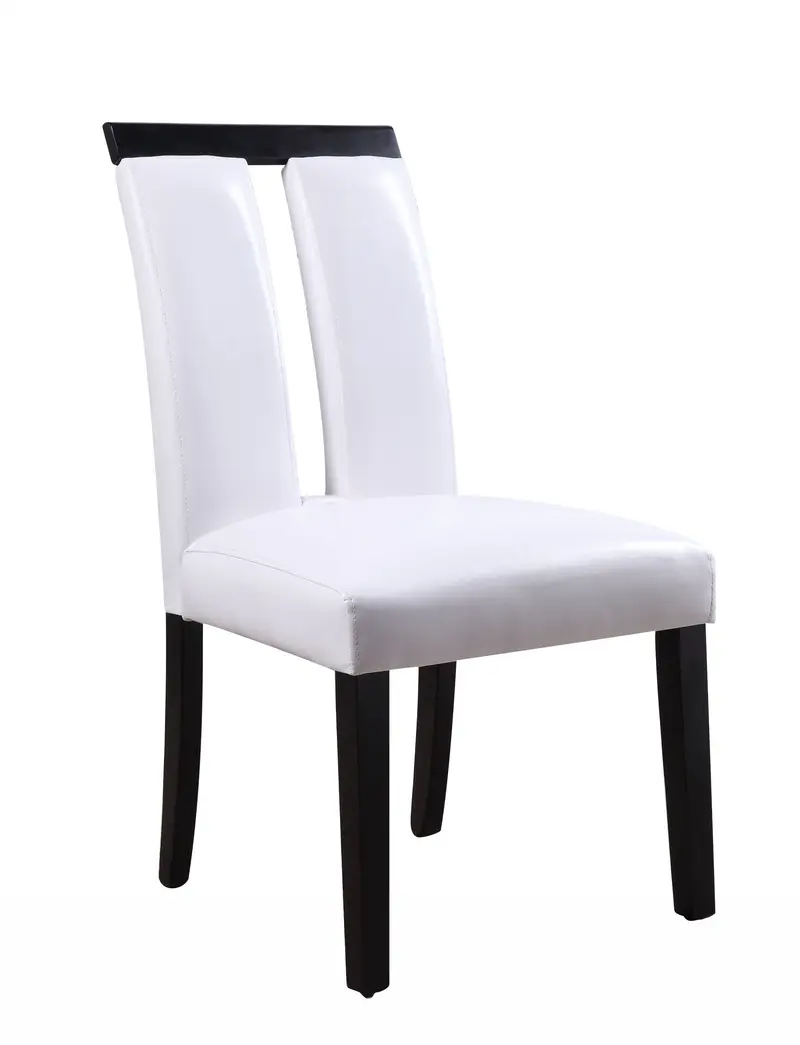 White Fau Leather Upholstered Seat And Black Wood Side Chair By Homeroots