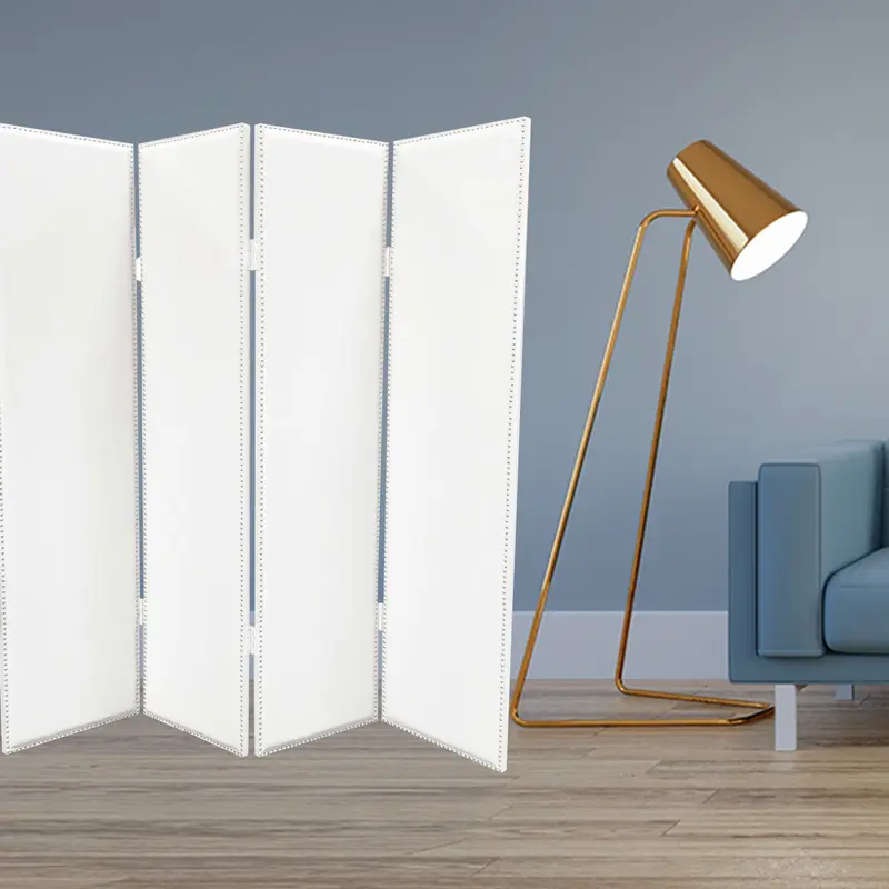 White Faux leather Screen By Homeroots