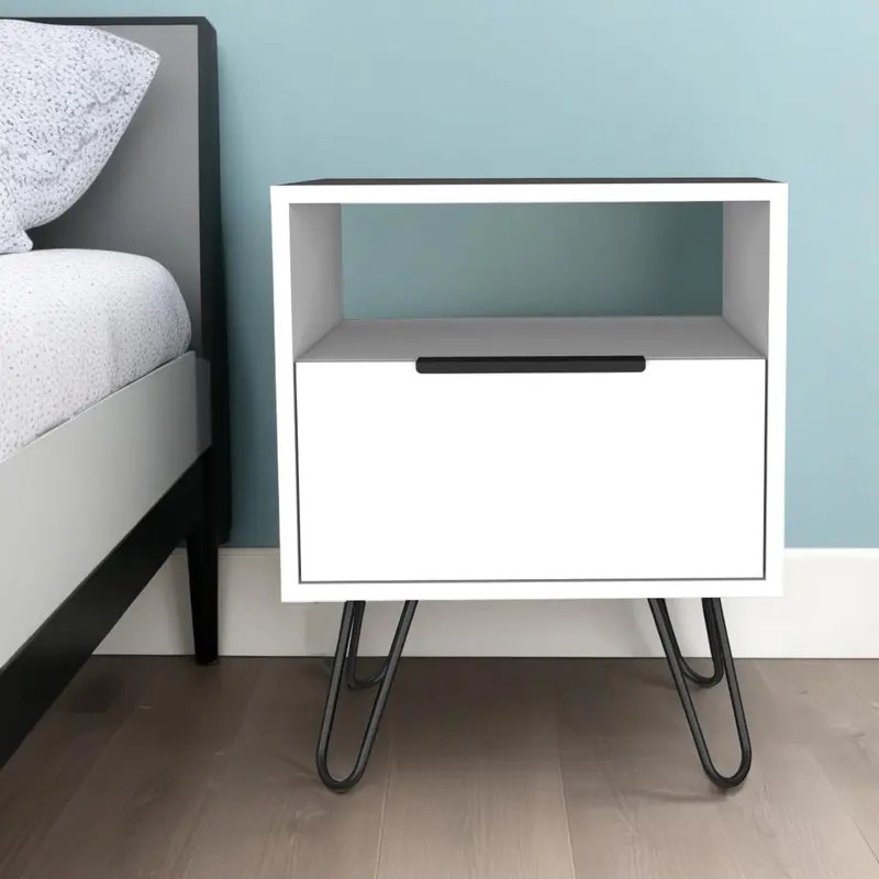 White Faux Wood Nightstand With Storage By Homeroots
