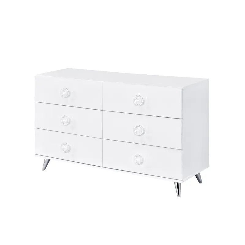 White Finish Manufactured Wood Six Drawer Double Dresser By Homeroots