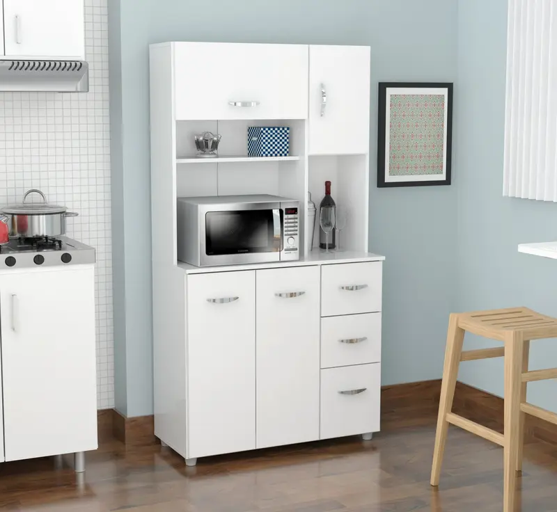 White Finish Wood Kitchen Storage Cabinet By Homeroots