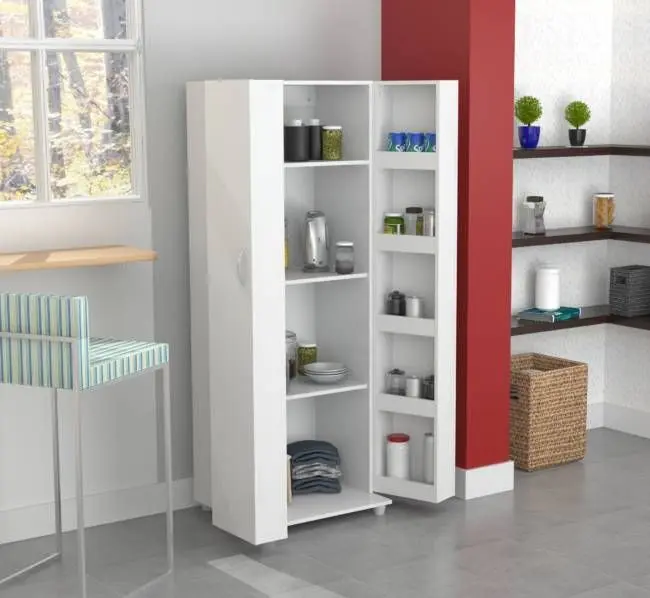 White Finish Wood Storage Cabinet With Two Doors By Homeroots