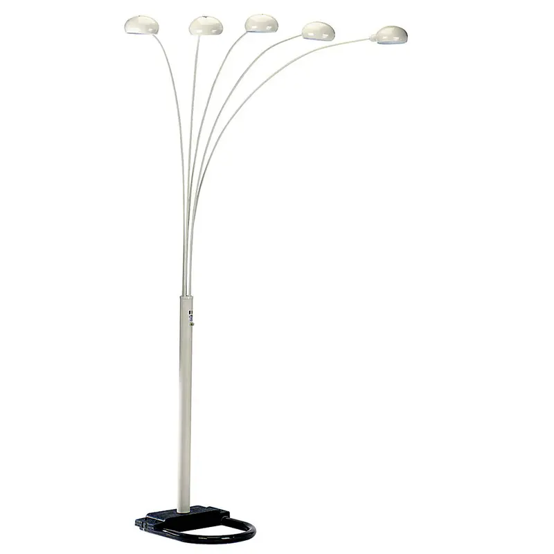White Five Light Arc Floor Lamp With White Dome Shade By Homeroots
