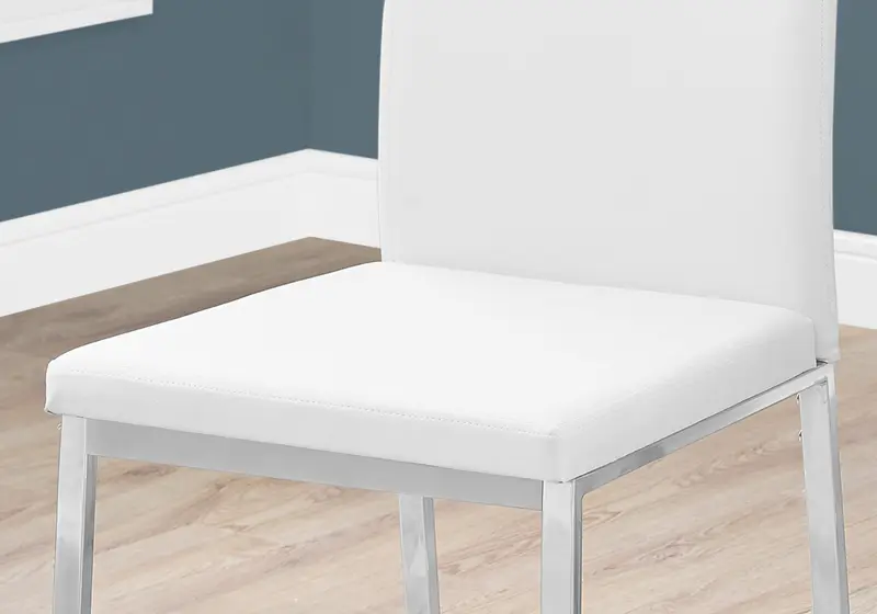 White Foam Metal Leather Look Dining Chairs 2Pcs By Homeroots - 332610