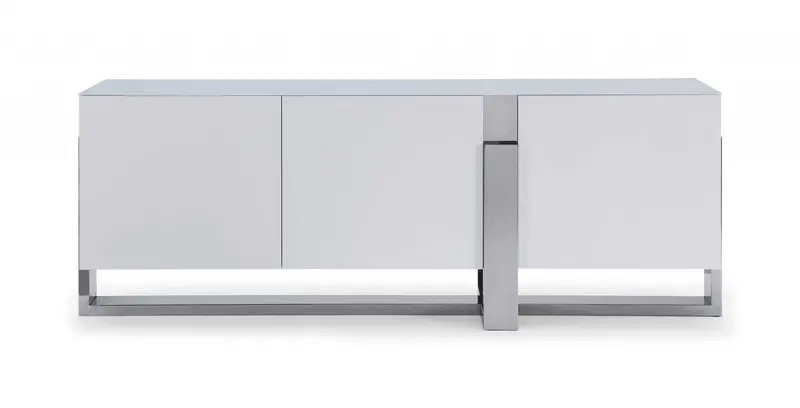 White Glass Steel Buffet By Homeroots