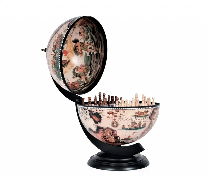 White Globe inches with Chess Holder By Homeroots