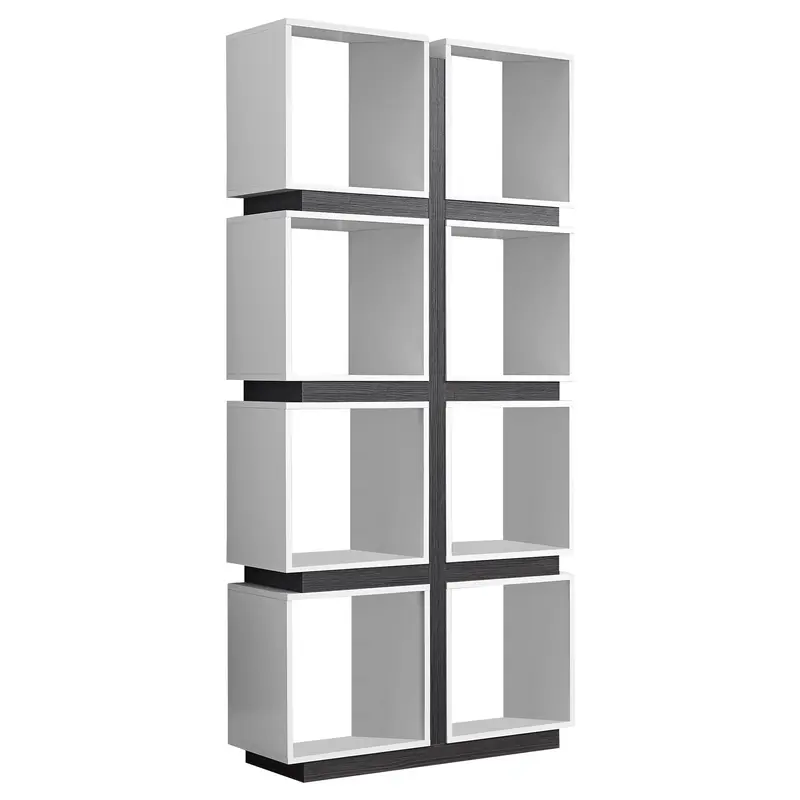 White Grey Particle Board Hollow Core Bookcase With A Hollow Core By Homeroots