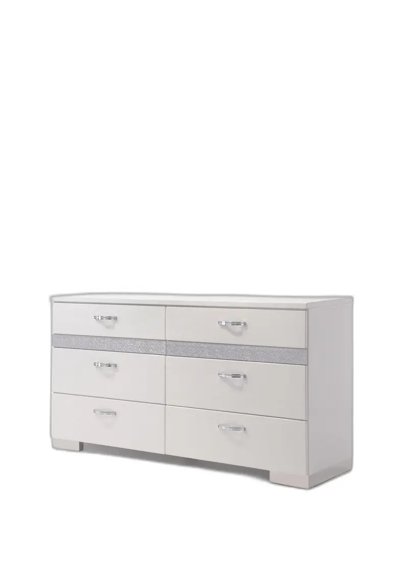 White High Gloss Manufactured Wood Eight Drawer Double Dresser By Homeroots