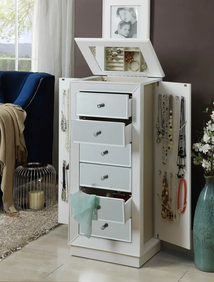 White Jewelry Armoire By Homeroots