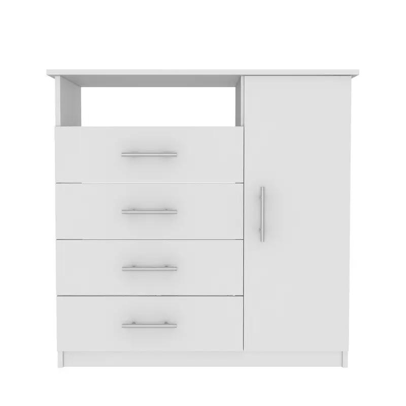 White Manufactured Wood Four Drawer Combo Dresser By Homeroots