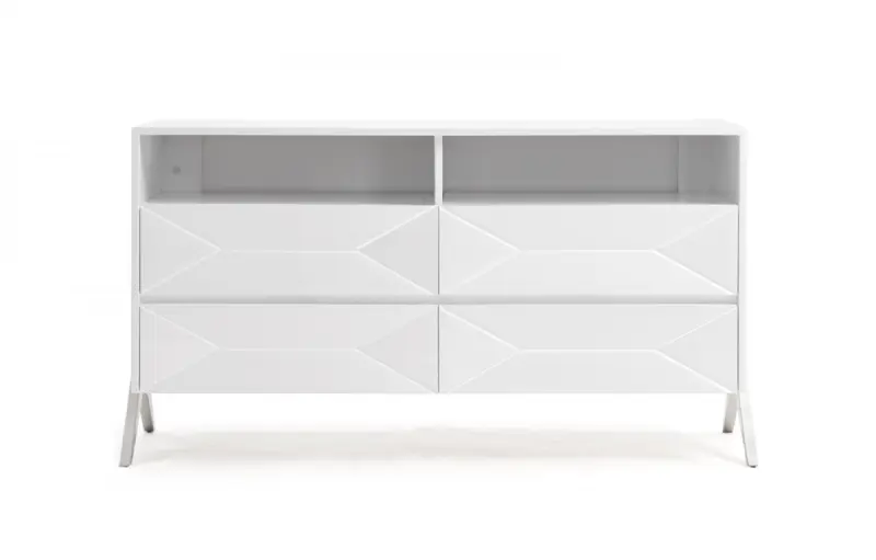 White Manufactured Wood Four Drawer Double Dresser By Homeroots