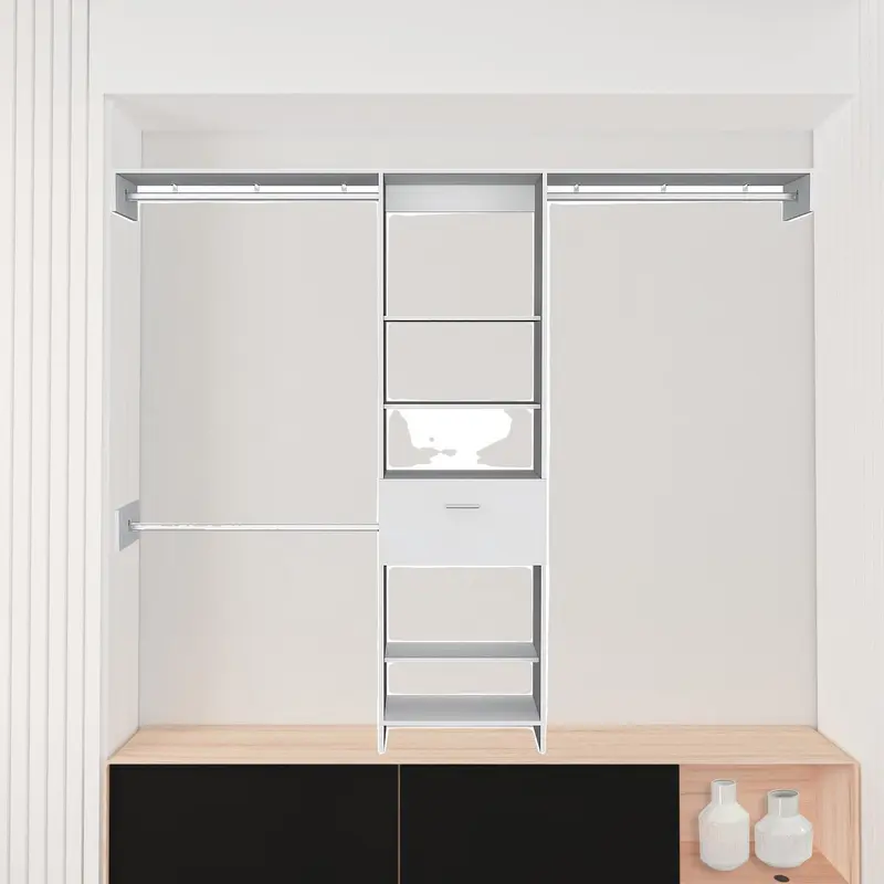 White Manufactured Wood Standard With Five Shelves And One Drawer By Homeroots