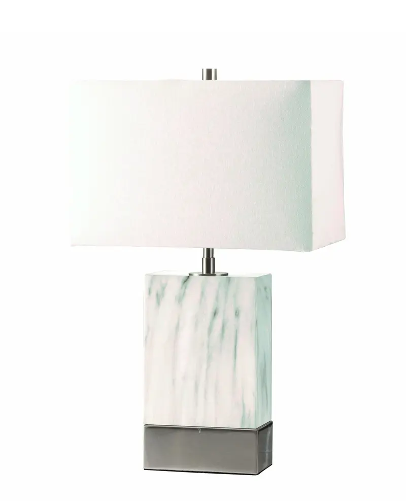 White Marble & Brushed Nickel Table Lamp By Homeroots