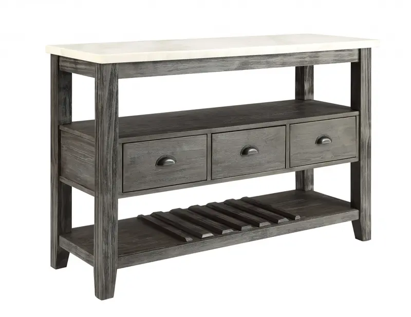 White Marble Gray Oak Wood Server By Homeroots