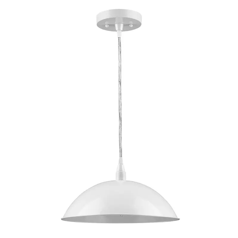 White Metal Hanging Light with Dome Shade By Homeroots