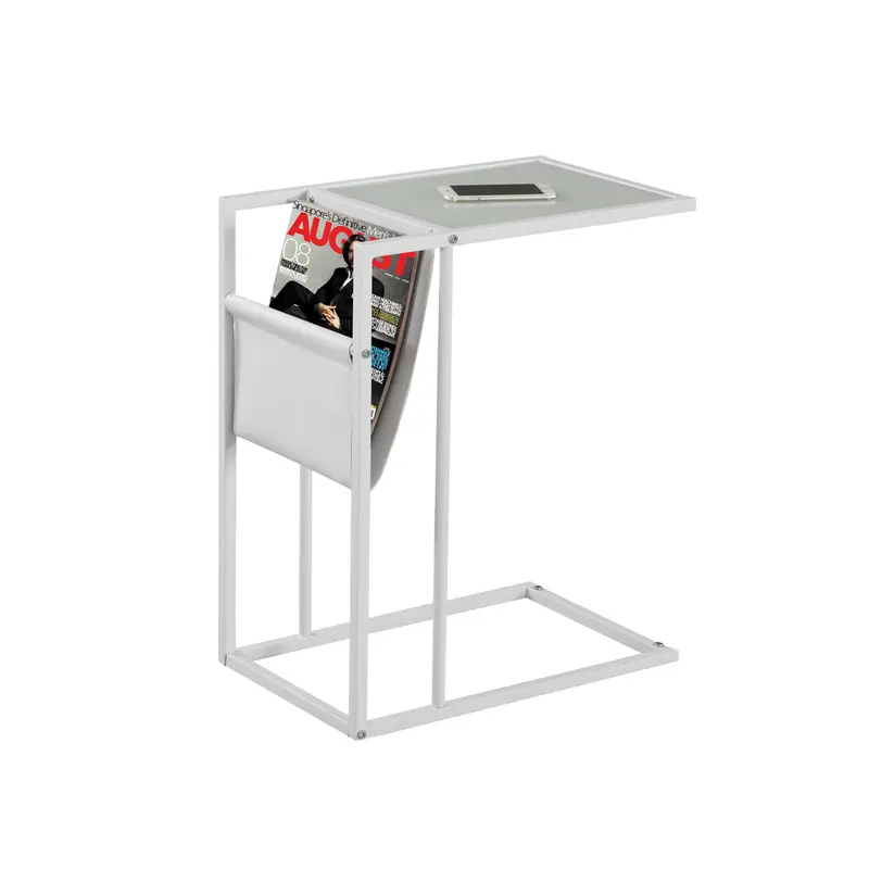 White Modern Metal and Glass TV Table By Homeroots