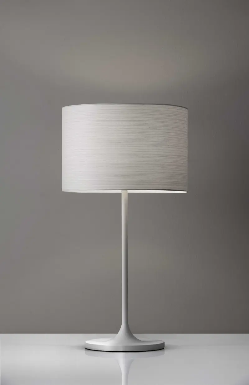 White on White Metal Table Lamp By Homeroots