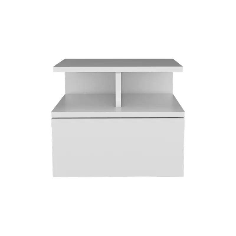 White One Drawer Faux Wood Floating Nightstand By Homeroots