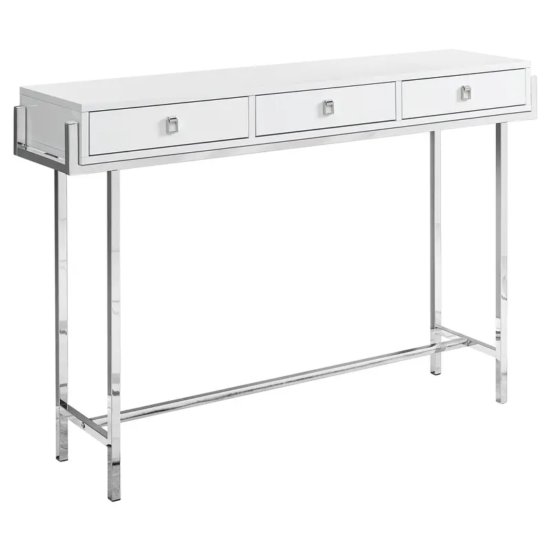 White Particle Board Metal Accent Table By Homeroots - 333154
