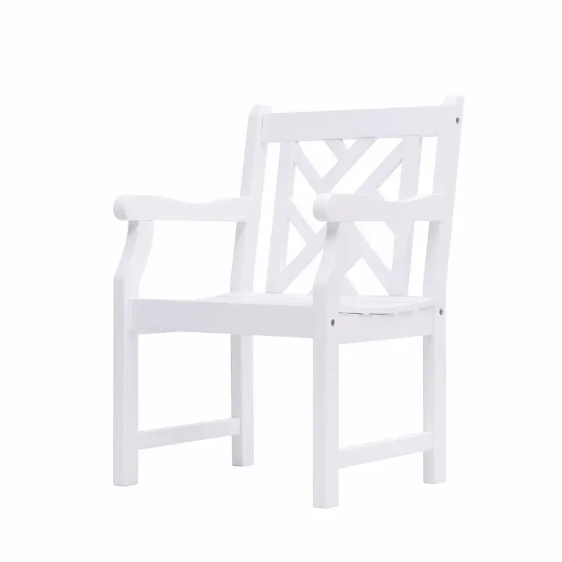 White Patio Armchair with Diagonal Design By Homeroots
