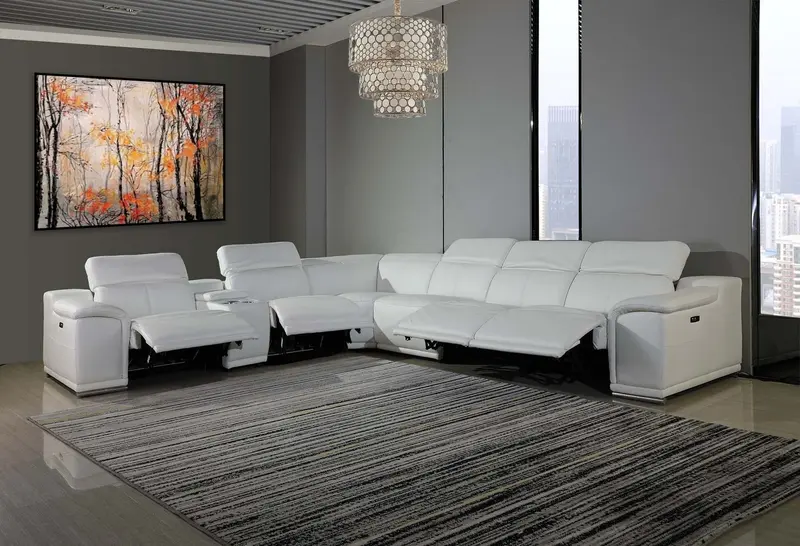 White Power Reclining 7PC Sectional By Homeroots