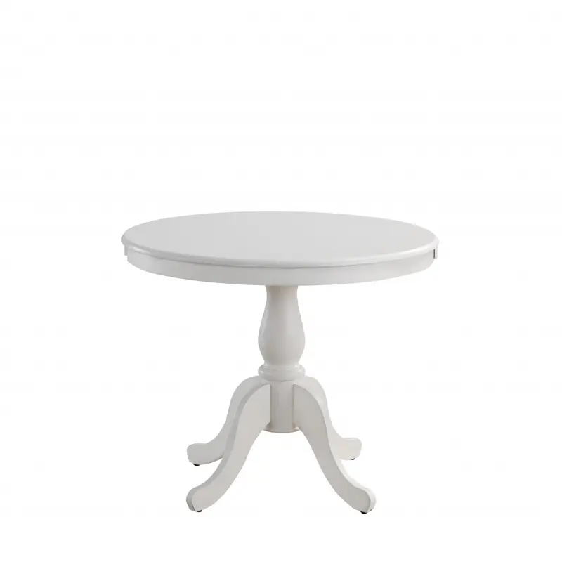 White Rounded Solid Manufactured Wood And Solid Wood Pedestal Base Dining Table By Homeroots