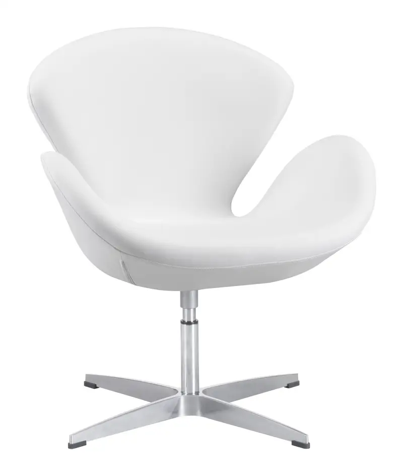 White Scoop Swivel Chair By Homeroots