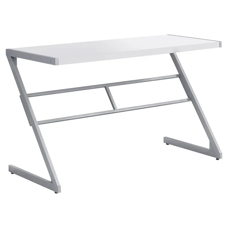 White Silver Mdf Metal Computer Desk By Homeroots