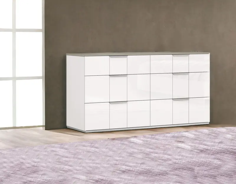 White Six Drawer Double Dresser By Homeroots