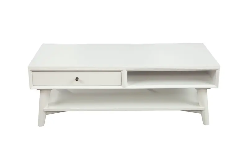 White Solid And Manufactured Wood Coffee Table With Drawer By Homeroots