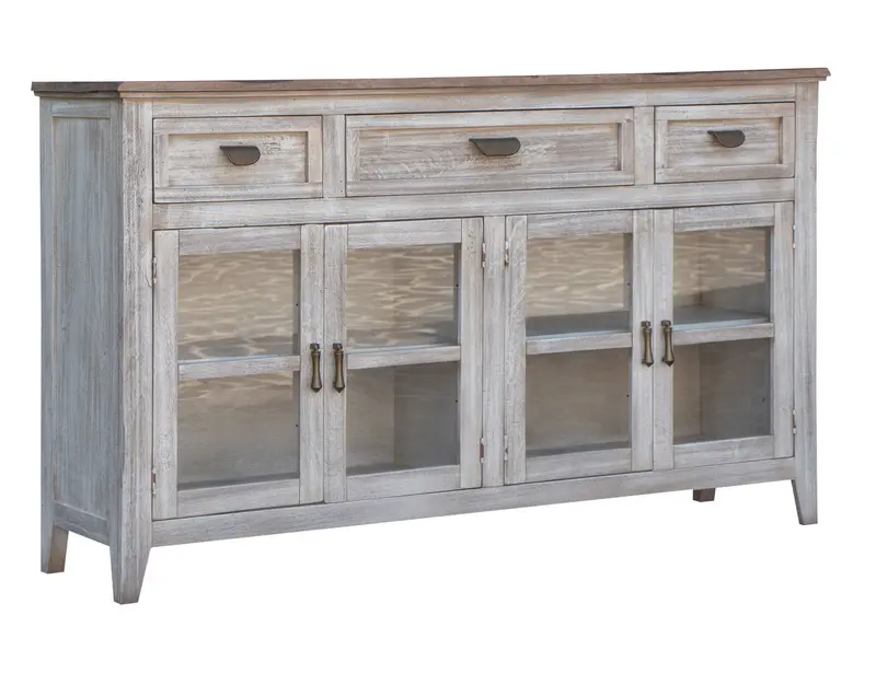 White Solid and Manufactured Wood Distressed Credenza By Homeroots