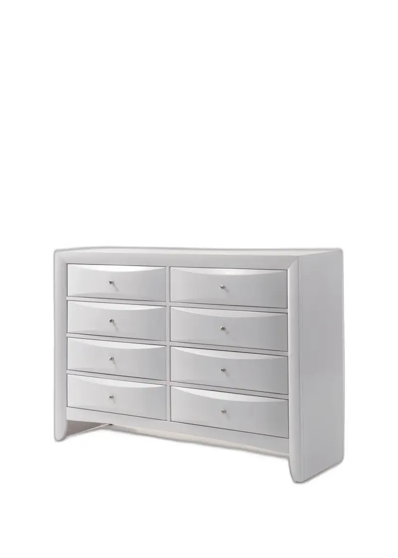 White Solid and Manufactured Wood Eight Drawer Double Dresser By Homeroots