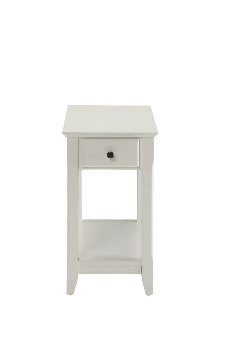 White Solid and Manufactured Wood End Table With Drawer And Shelf By Homeroots