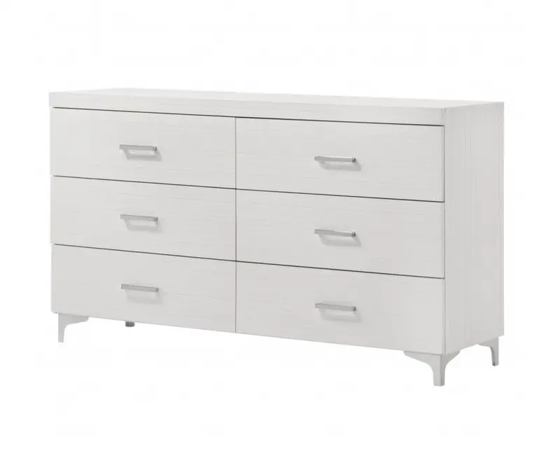 White Solid and Manufactured Wood Six Drawer Double Dresser By Homeroots