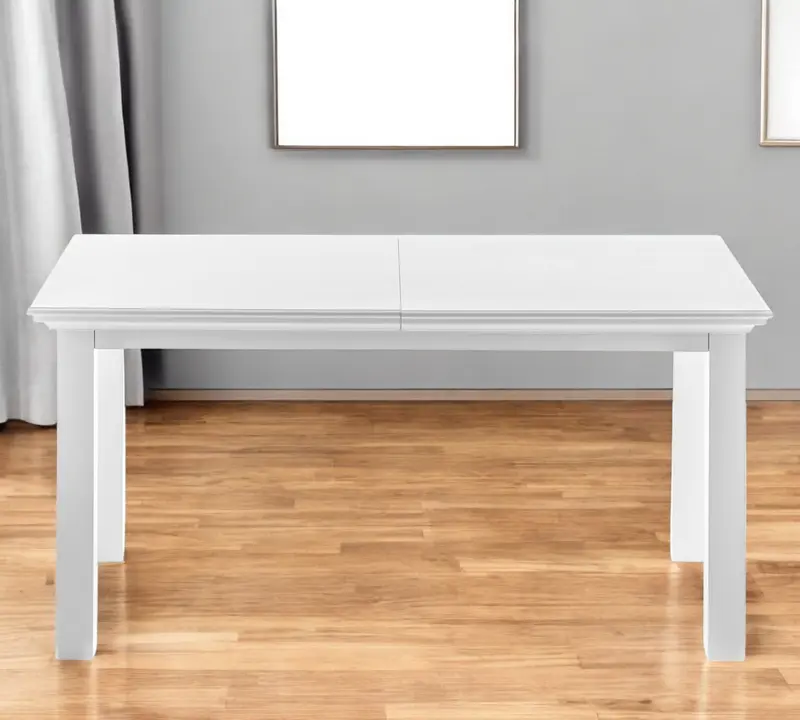White Solid Wood Butterfly Leaf Extending Dining Table By Homeroots