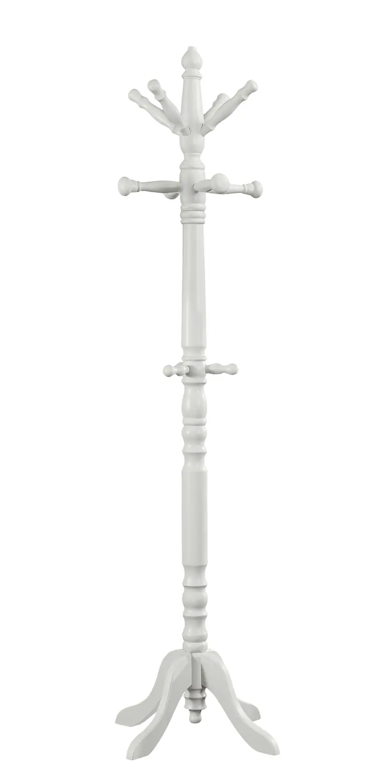 White Solid Wood Coat Rack with Triple Tiered Coat Stand By Homeroots