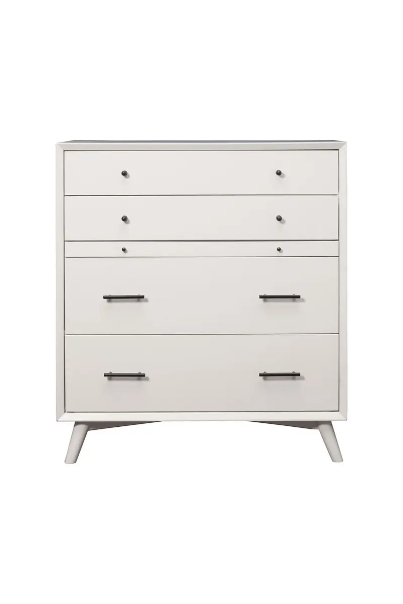 White Solid Wood Four Drawer Chest By Homeroots