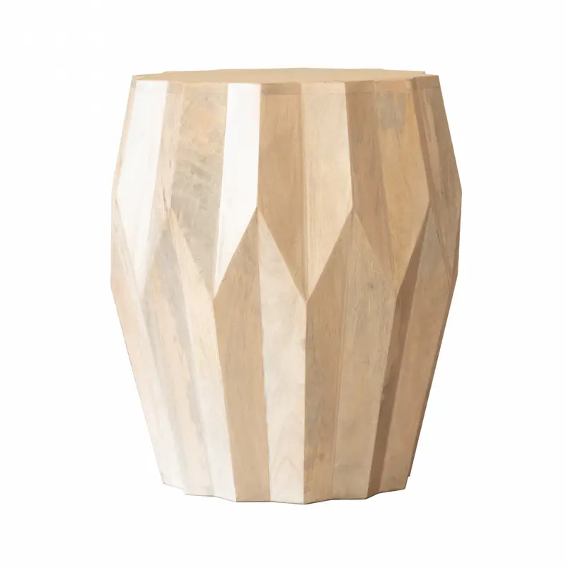 White Solid Wood Round End Table By Homeroots
