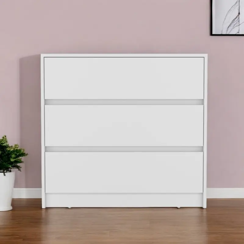 White Three Drawer Dresser By Homeroots