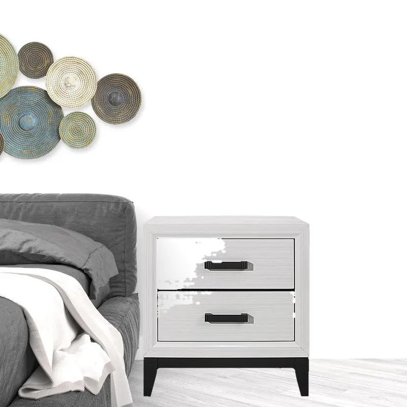 White Two Drawer Nightstand By Homeroots