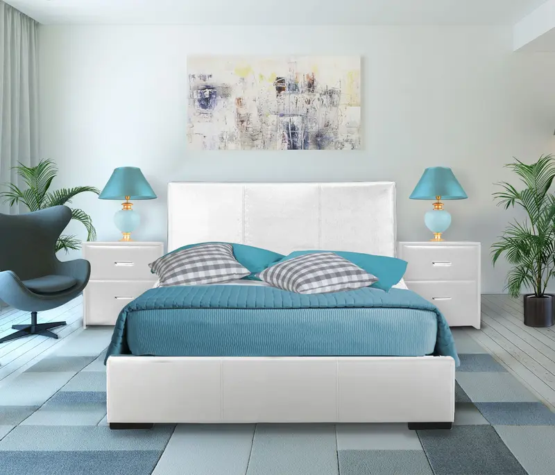 White Upholstered Full Platform Bed By Homeroots