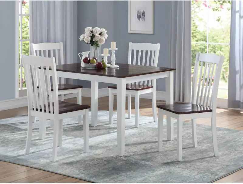 White Walnut Wood 5Pc Pk Dining Set By Homeroots
