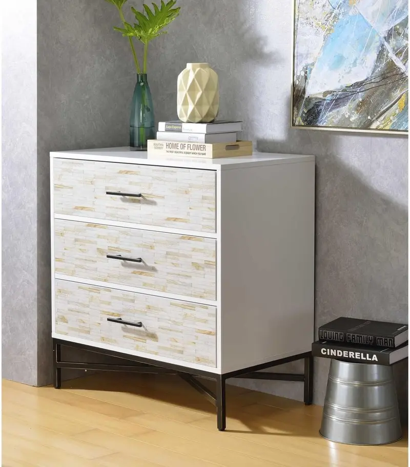 White Weathered Wood Pattern Nightstand By Homeroots