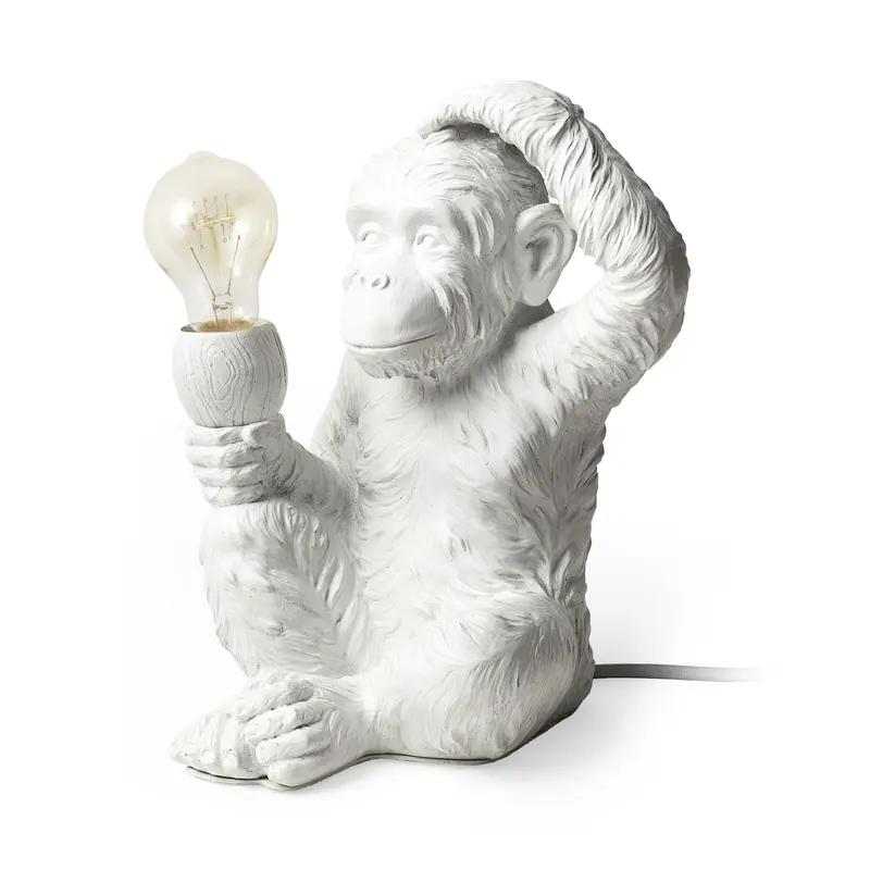 White Whimsical Monkey Table or Desk Lamp By Homeroots