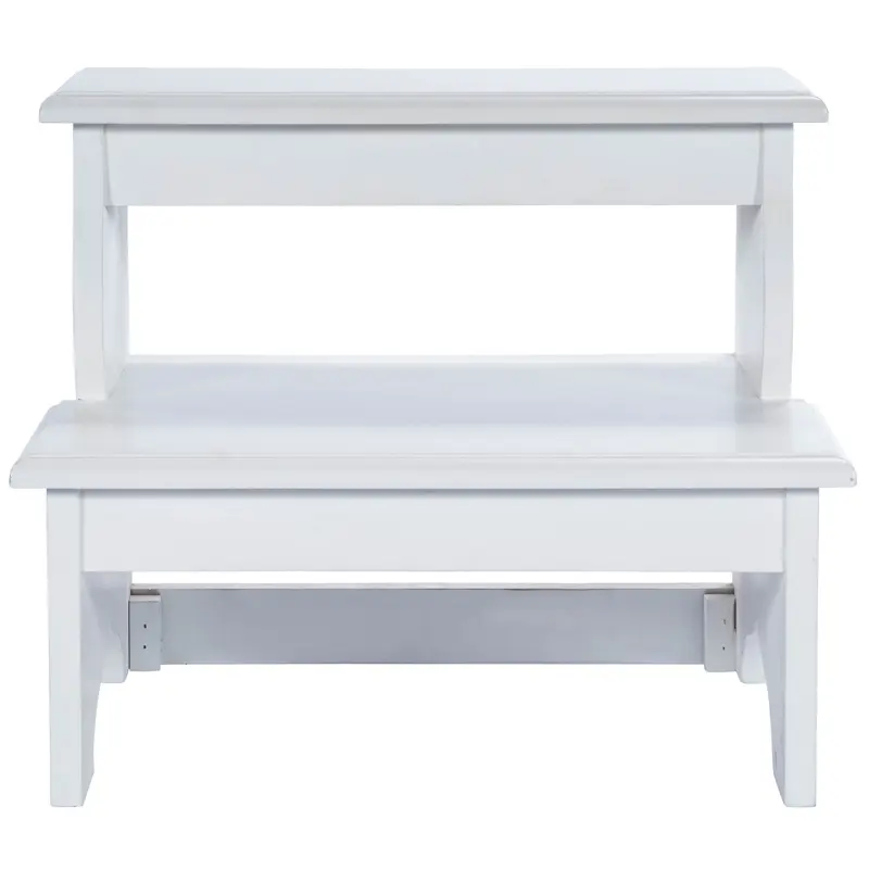 White Wood Footstool By Homeroots