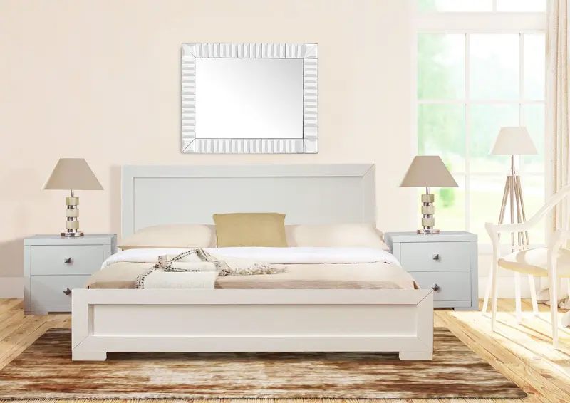 White Wood Full Platform Bed By Homeroots - 397108